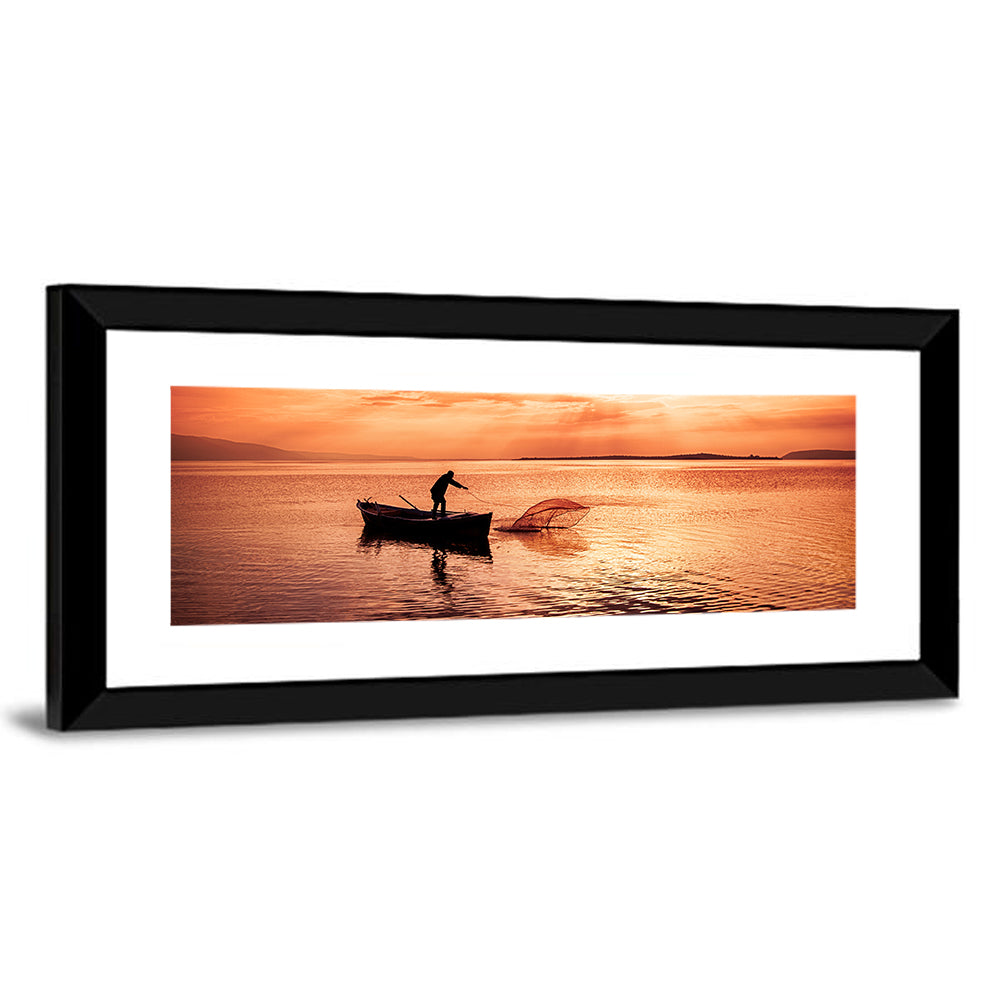 Uluabat Lake Fisherman at Dusk Wall Art