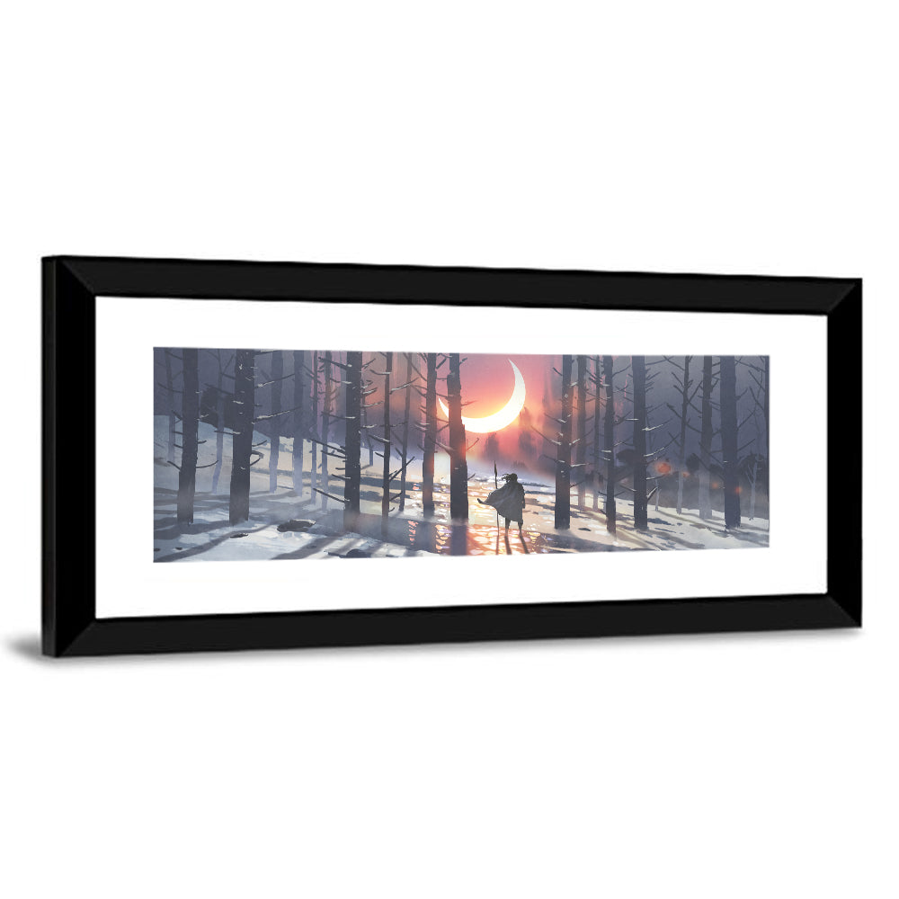 Lone Traveler in Winter Forest Wall Art