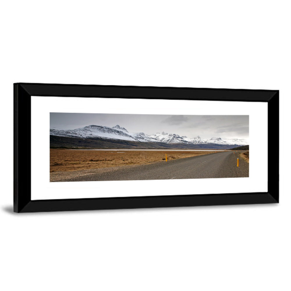 Icelandic Road to Snow-capped Mountains Wall Art