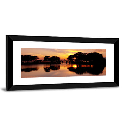 Tranquility Bridge at Sunset Wall Art
