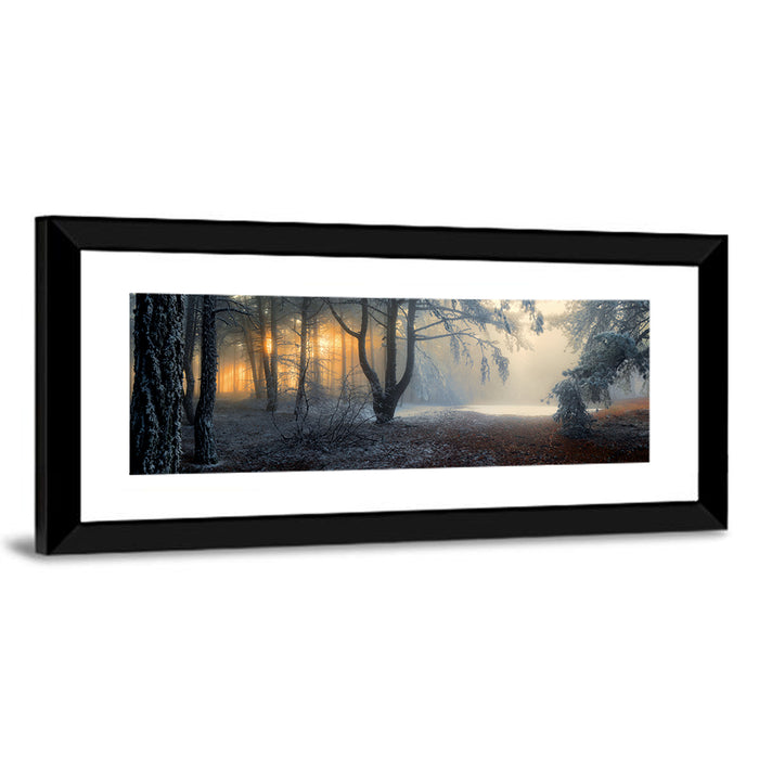 Frosted Forest Morning Light Wall Art as a framed print