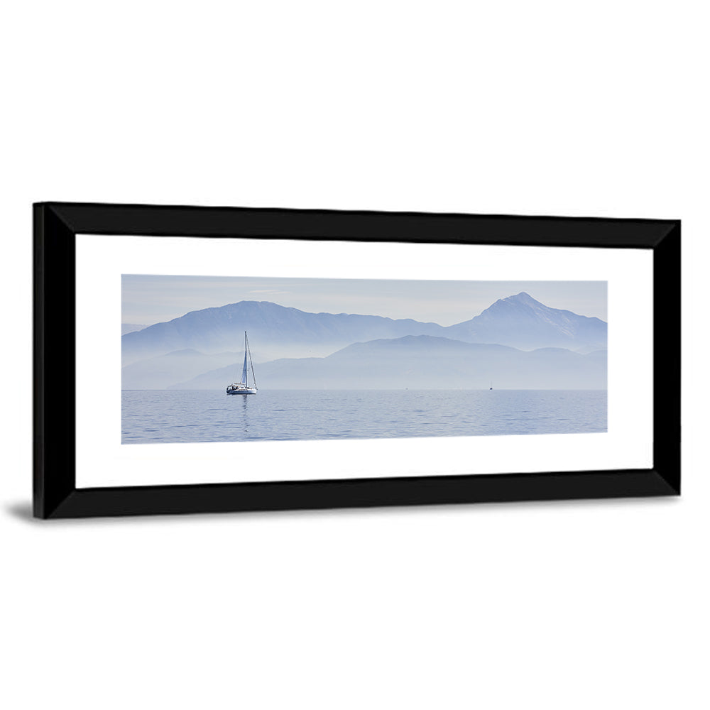 Sailboat and Misty Mountains Wall Art