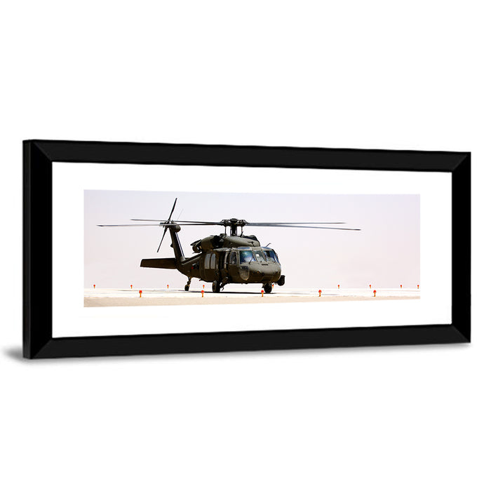 Side Profile Military Helicopter Wall Art as a framed print