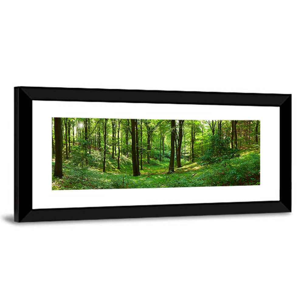 Sunlit Green Woodland Wall Art