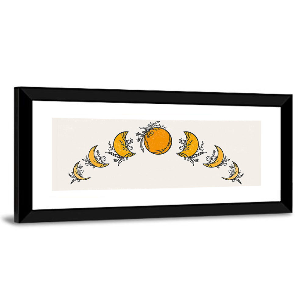 Moon Phases Floral Illustration Wall Art