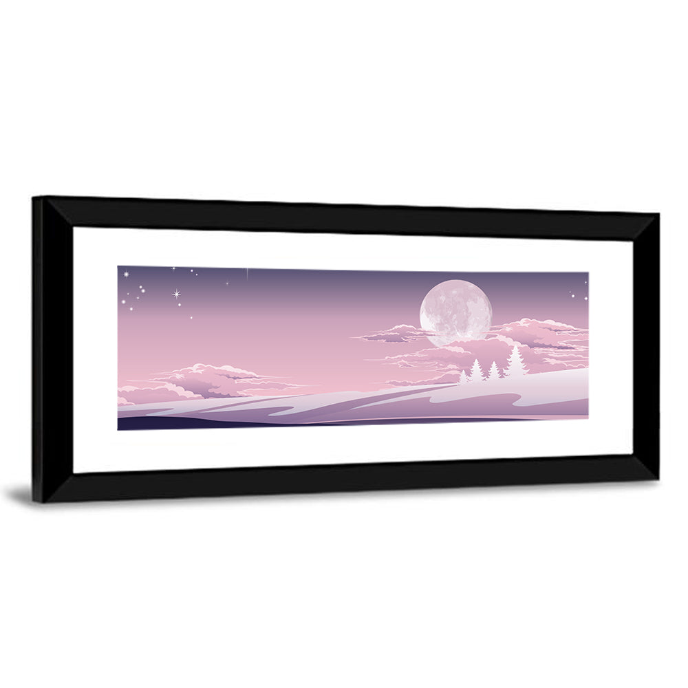 Lavender Moon Winter Landscape Wall Art