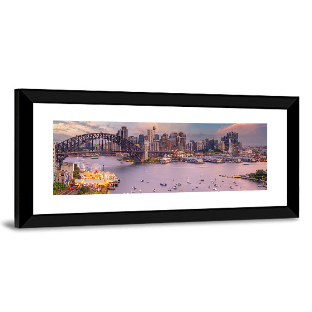 Sydney Harbour Bridge at Golden Twilight Wall Art
