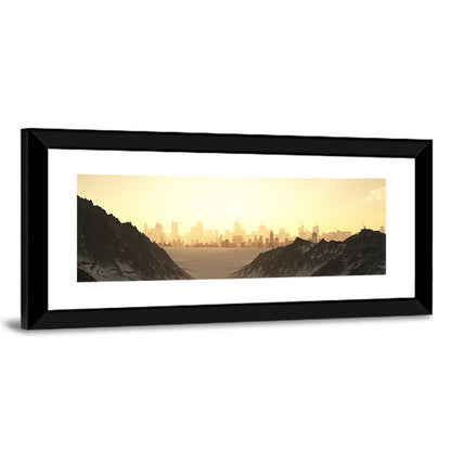 Futuristic City Sunset Wall Art