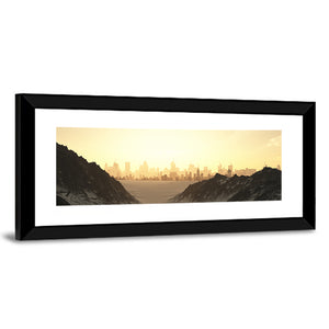 Futuristic City Sunset Wall Art