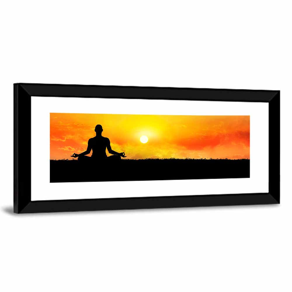 Sunset Yoga Meditation Silhouette Wall Art
