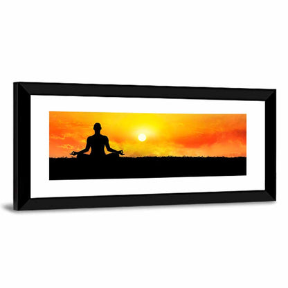 Sunset Yoga Meditation Silhouette Wall Art
