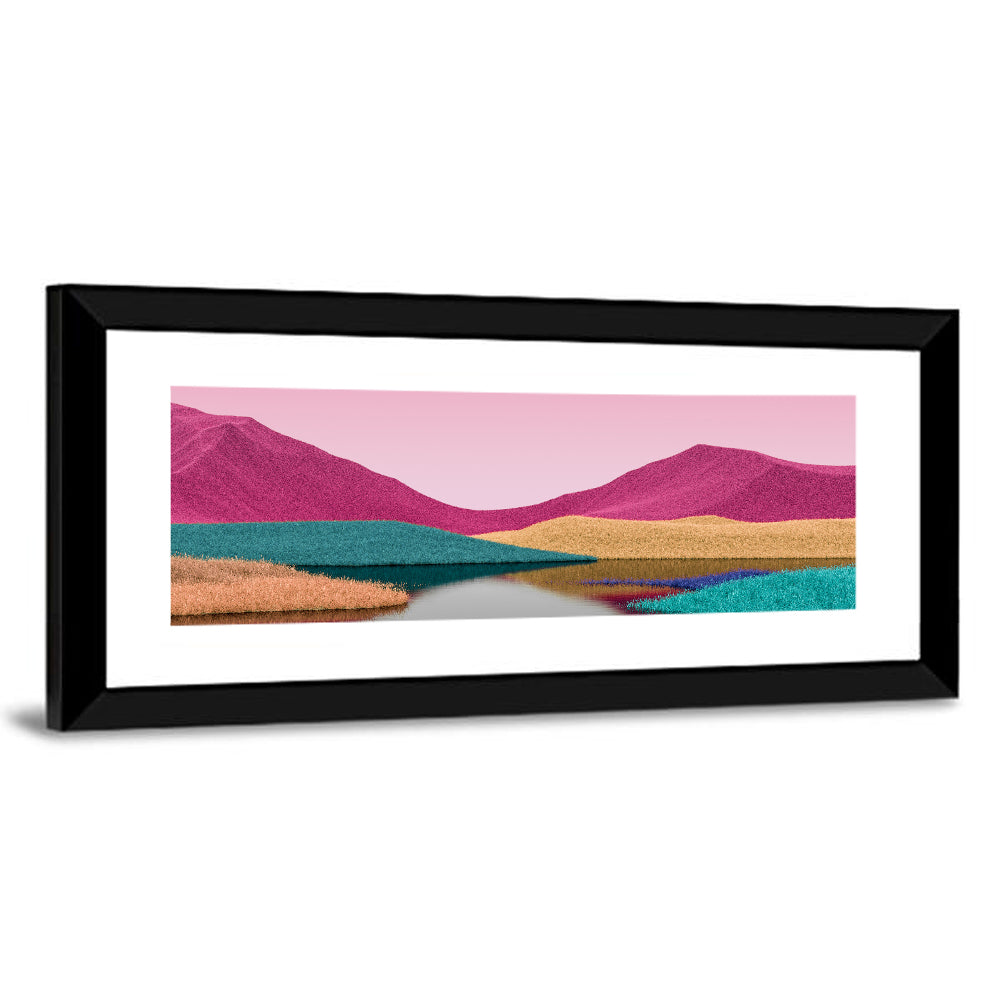 Surreal Magenta Mountain Lake Wall Art