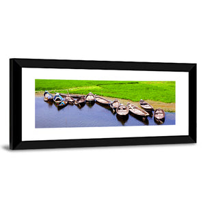 Boats Near Rice Field Wall Art