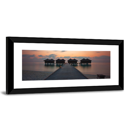 Overwater Bungalows at Sunset Wall Art