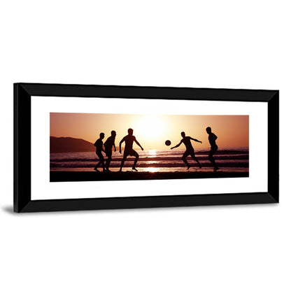 Beach Football at Sunset Wall Art
