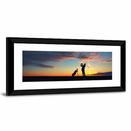 Sunset Golfer Silhouette Wall Art