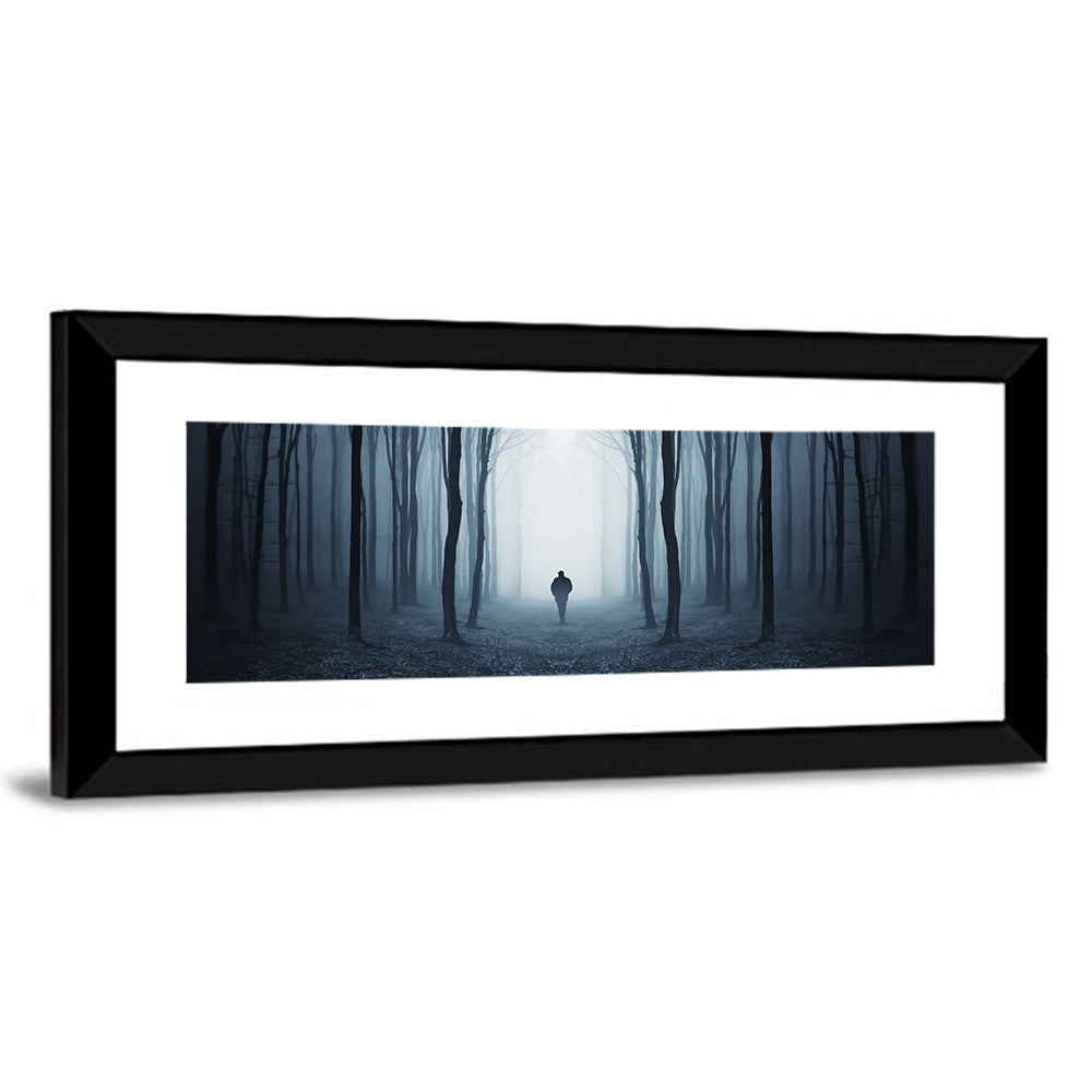 Lone Figure in Misty Forest Wall Art