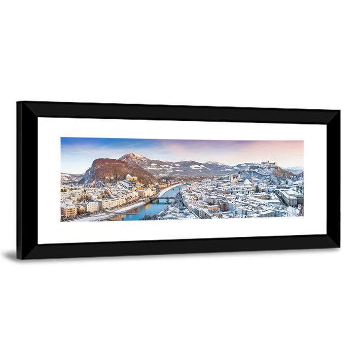 Salzburg Winter Skyline Wall Art as a framed print
