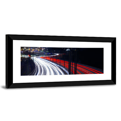 Night Highway Light Trails Wall Art
