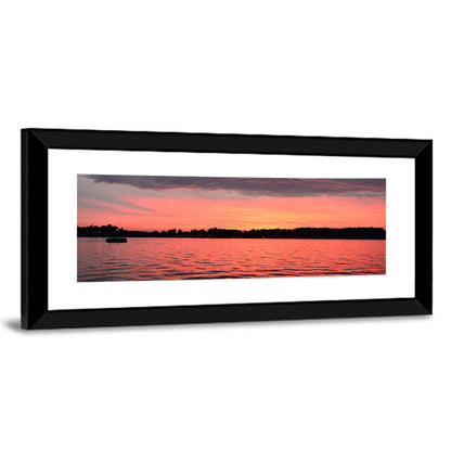 Lake James Sunset with Boat Wall Art