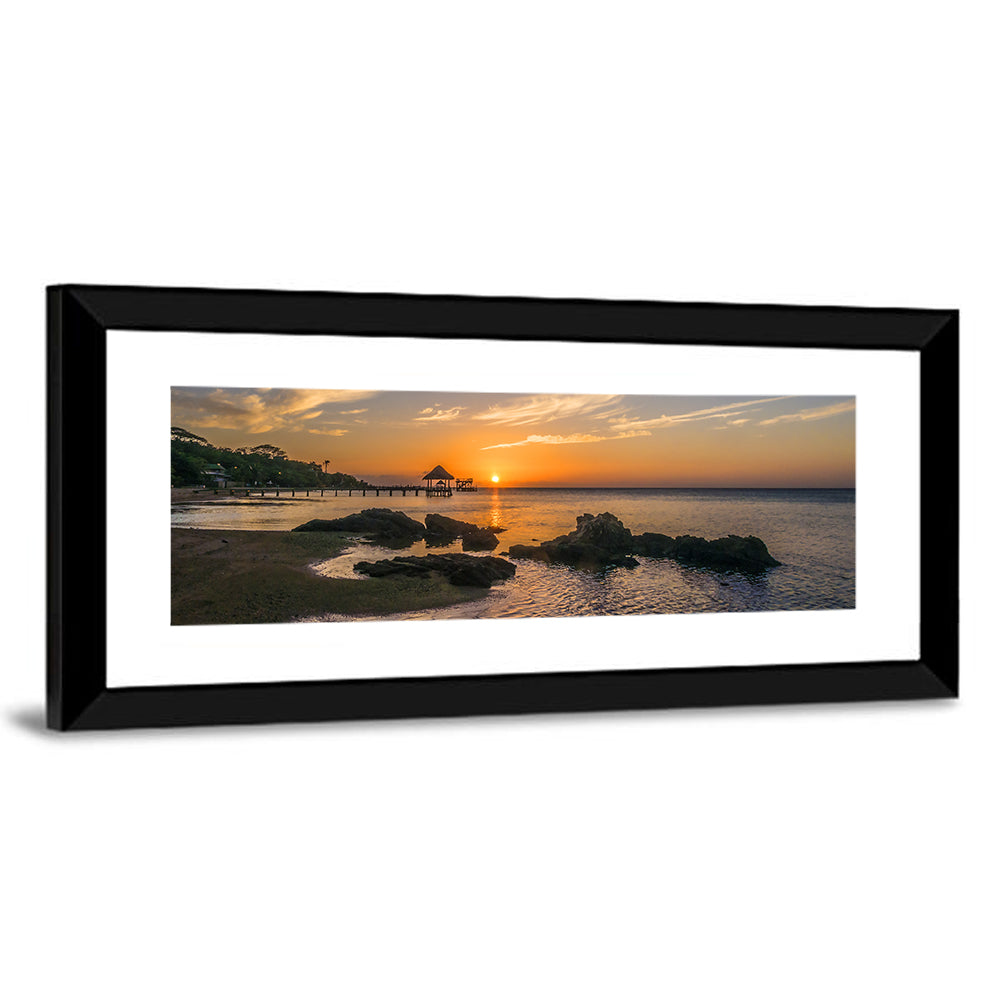 Roatan Pier Sunset Wall Art