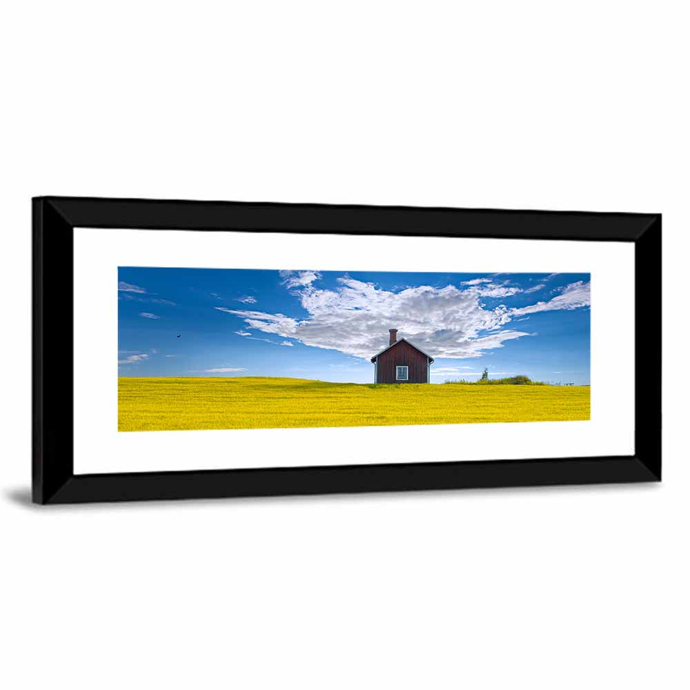 Red Barn in Golden Wheat Field Wall Art