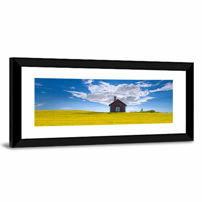 Red Barn in Golden Wheat Field Wall Art