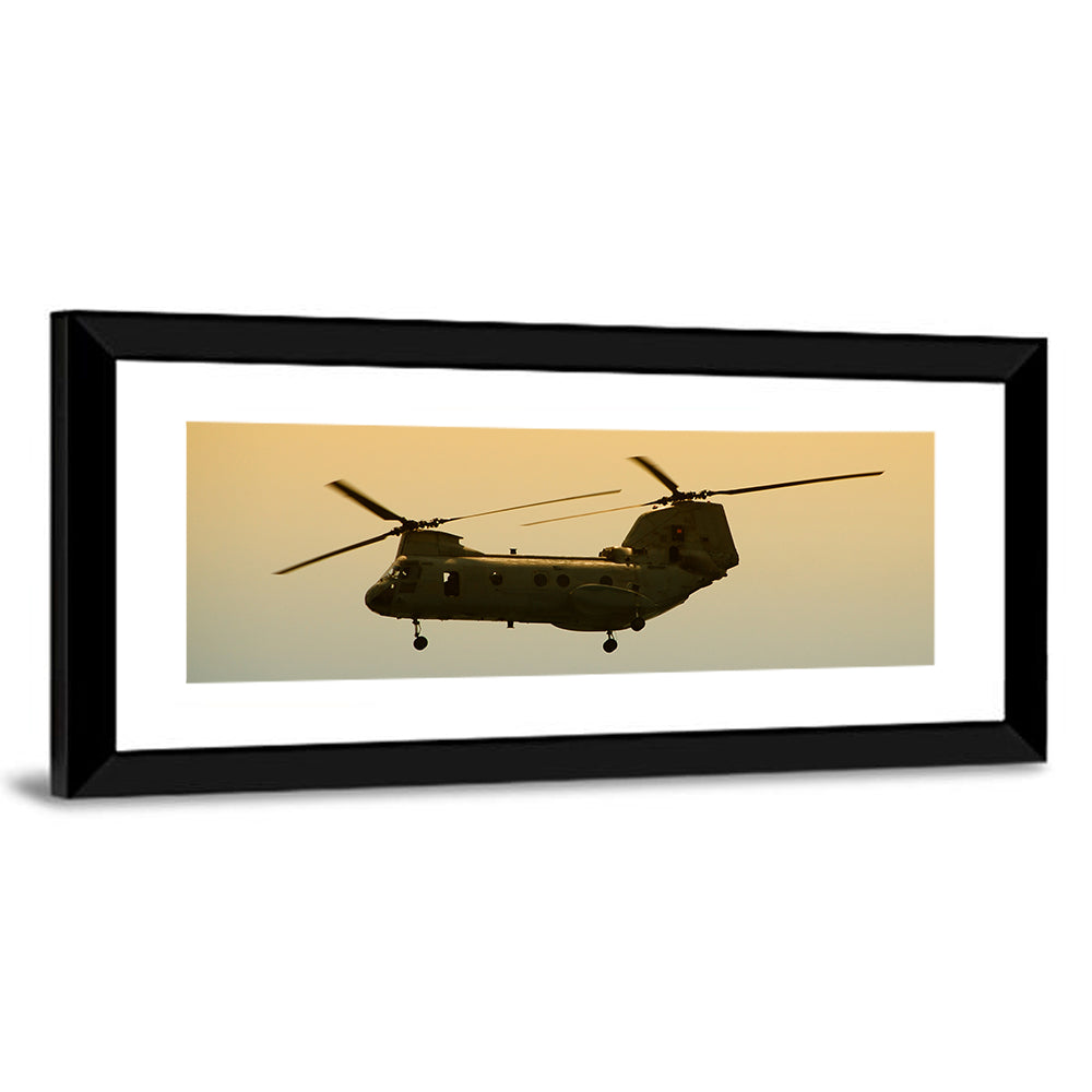 US Apache Helicopter Dawn Profile Wall Art