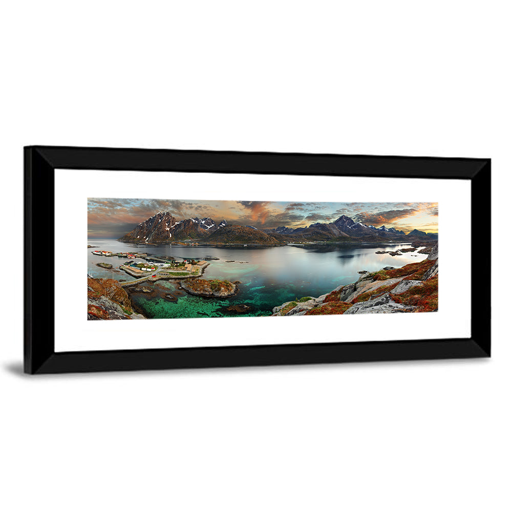 Norwegian Coastal Village at Dusk Wall Art