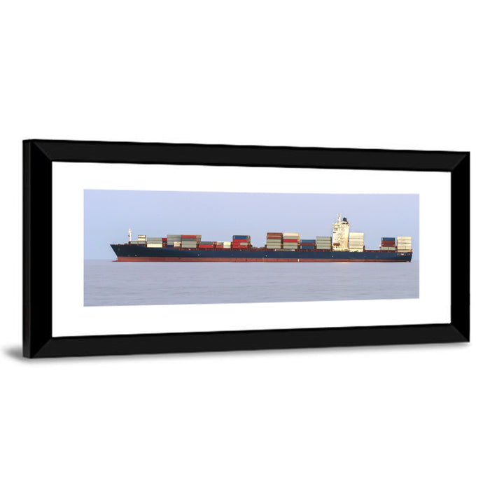 Container Ship on the Ocean Wall Art as a framed print