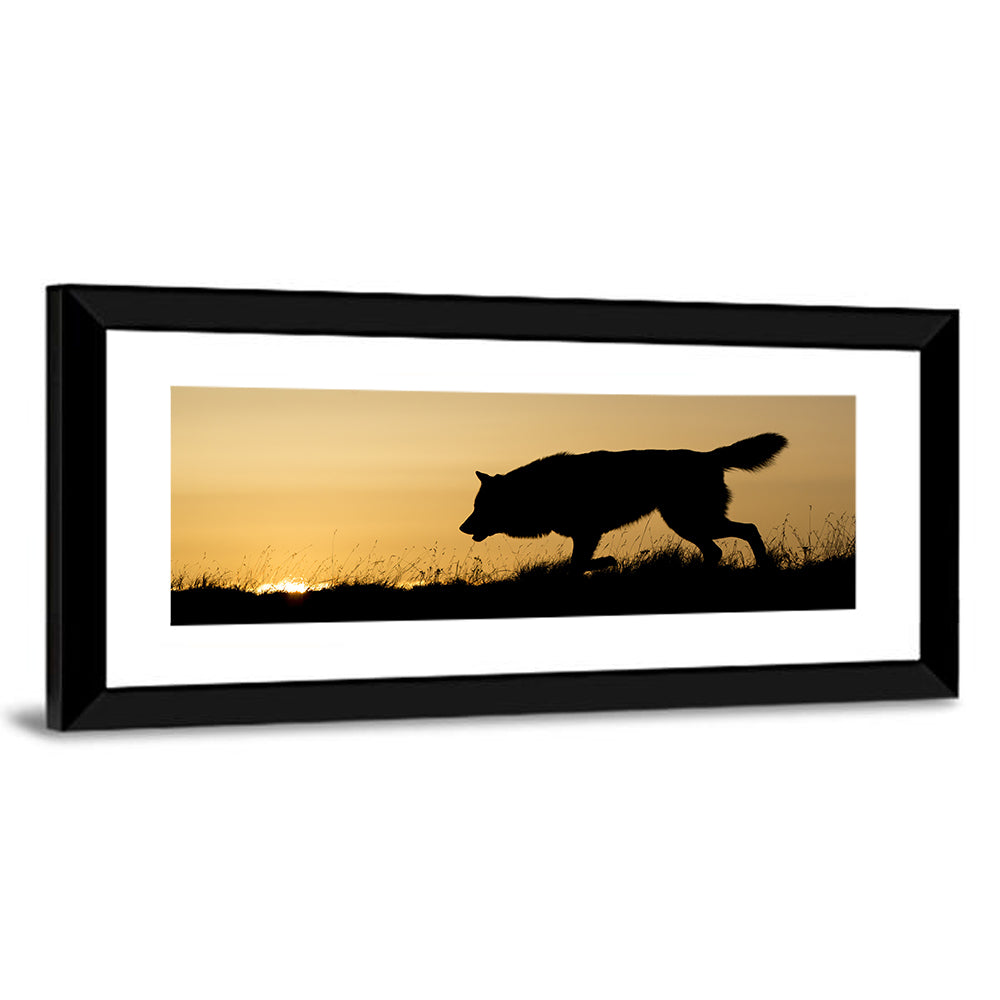 Wolf at Golden Horizon Wall Art