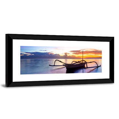 Jukung Fishing Boat at Sunset Wall Art