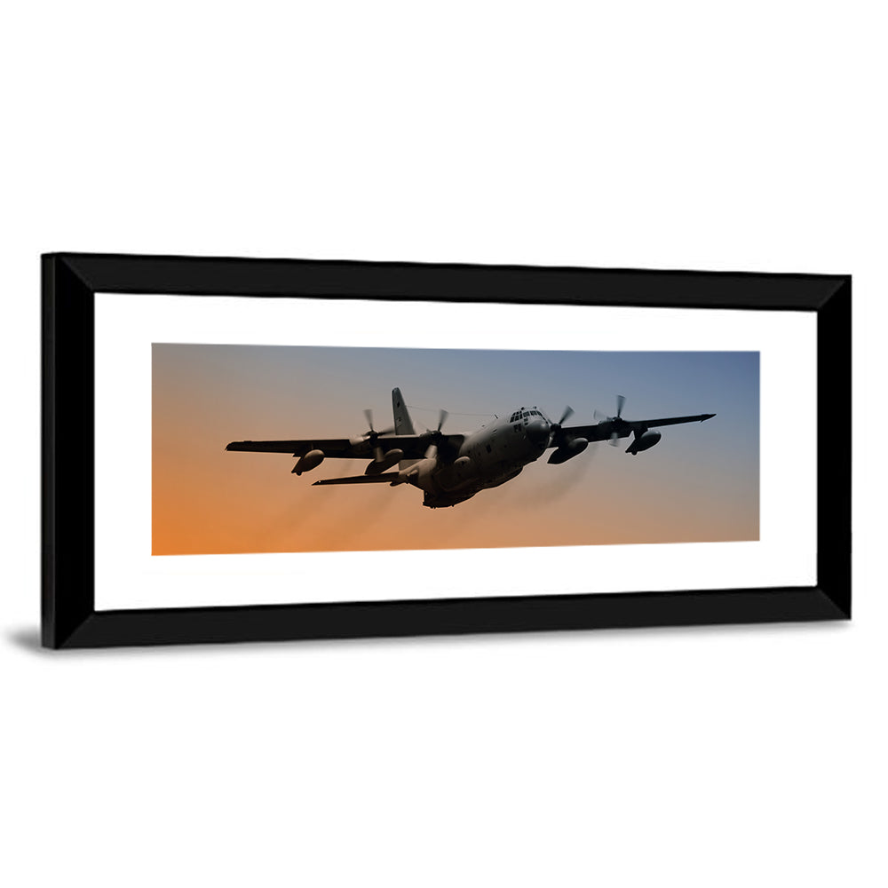 Four-engine Military Transport at Dusk Wall Art