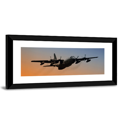 Four-engine Military Transport at Dusk Wall Art