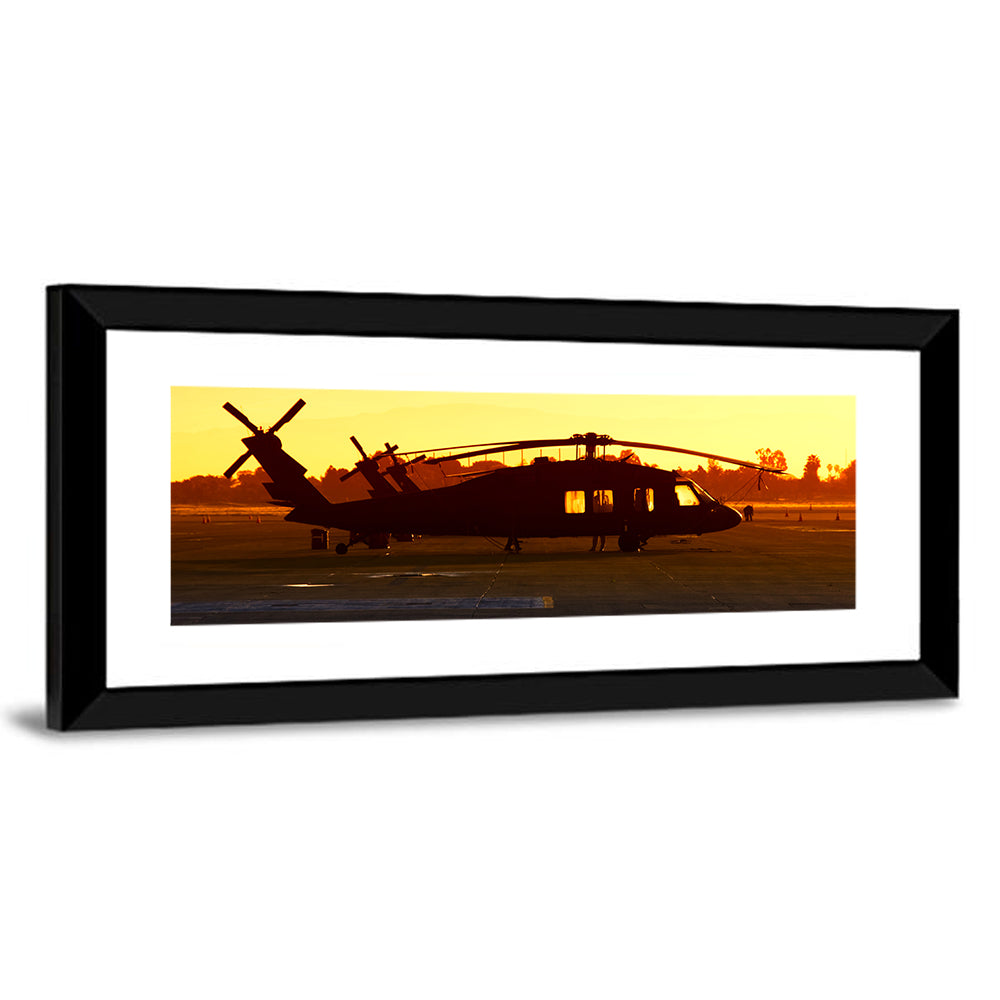 Military Helicopter at Base Wall Art