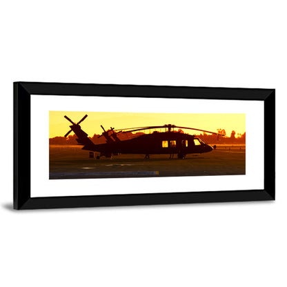 Military Helicopter at Base Wall Art