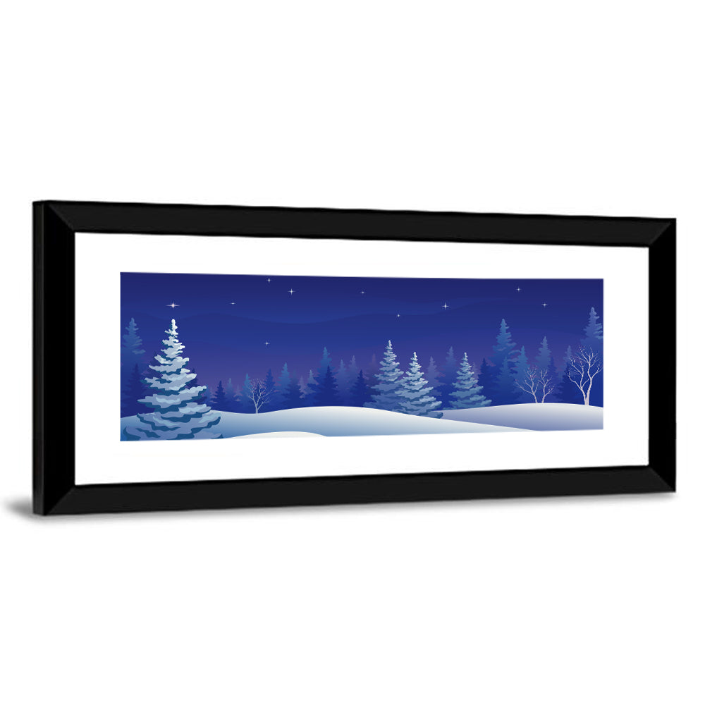 Starry Winter Forest Illustration Wall Art