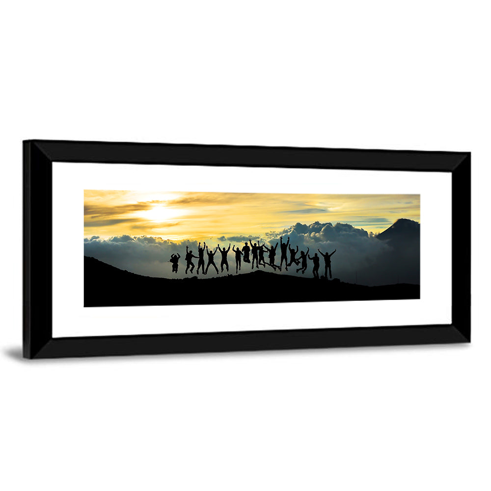 Golden Team Silhouettes at Sunset Wall Art