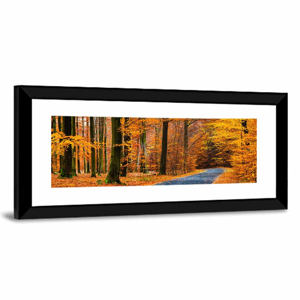 Curving Autumn Road in Beech Forest Wall Art