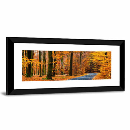 Curving Autumn Road in Beech Forest Wall Art