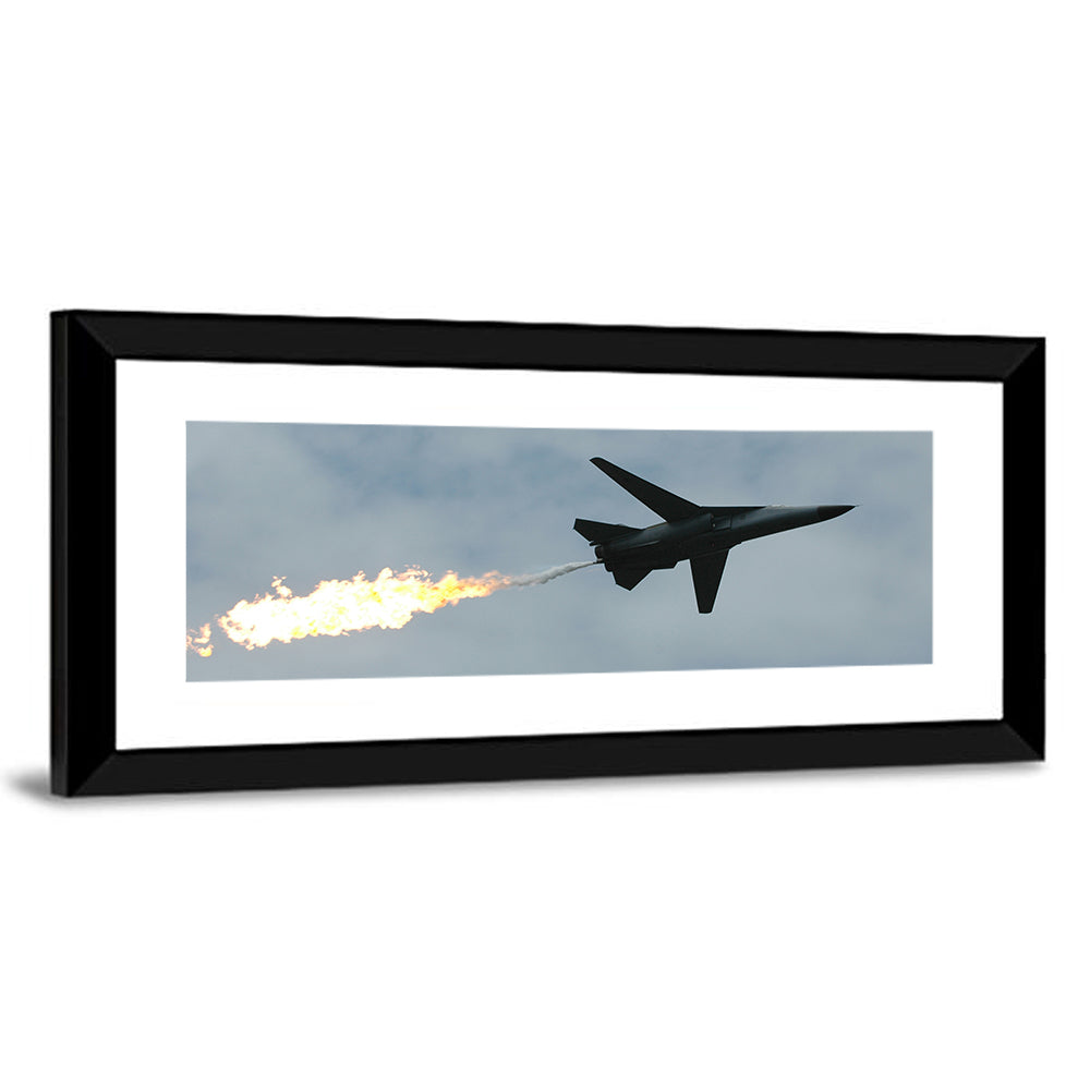 Fighter Jet with Flaming Exhaust Wall Art