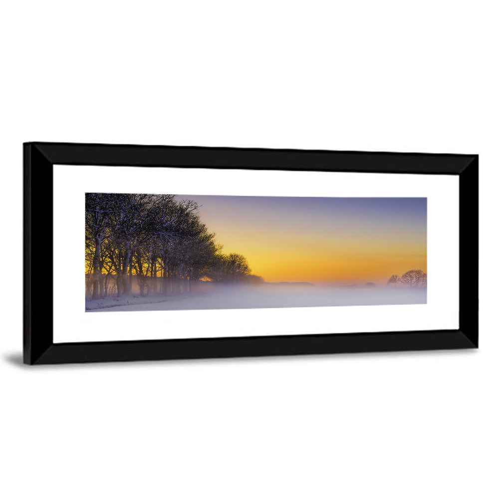 Foggy Winter Sunset Wall Art