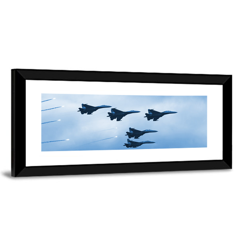 Five Fighter Jets in Formation Wall Art