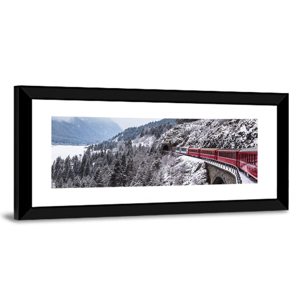 Red Train at Landwasser Viaduct Wall Art