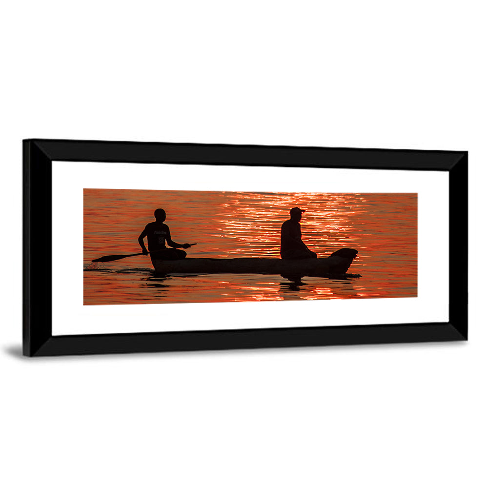 Sunset Canoe Silhouette Wall Art