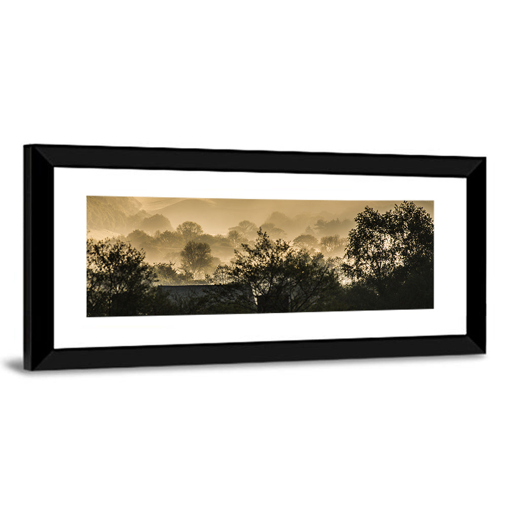 Bronze Morning Mist Over Hills Wall Art