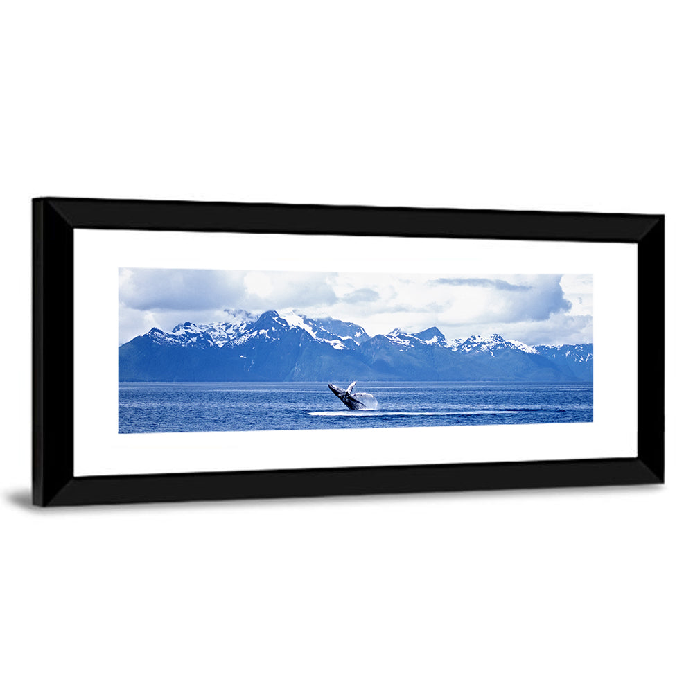 Humpback Whale with Snow Capped Mountains Wall Art