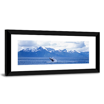 Humpback Whale with Snow Capped Mountains Wall Art