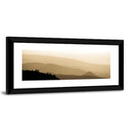 Foggy Mountain Sunset with Evergreen Silhouettes Wall Art