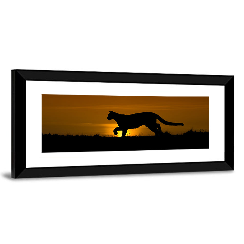 Cougar Silhouette at Sunset Wall Art